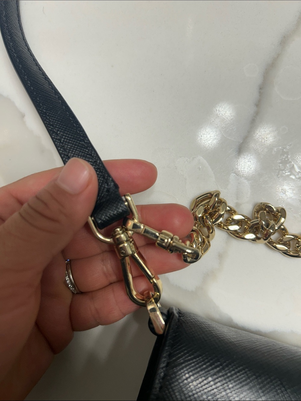 kate spade Black Saffiano Leather Crossbody with Gold Chain - Picture 2 of 5